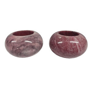 Crate & Barrel Marble Stone Magenta Tealight Votive Candle Holders Set of 2